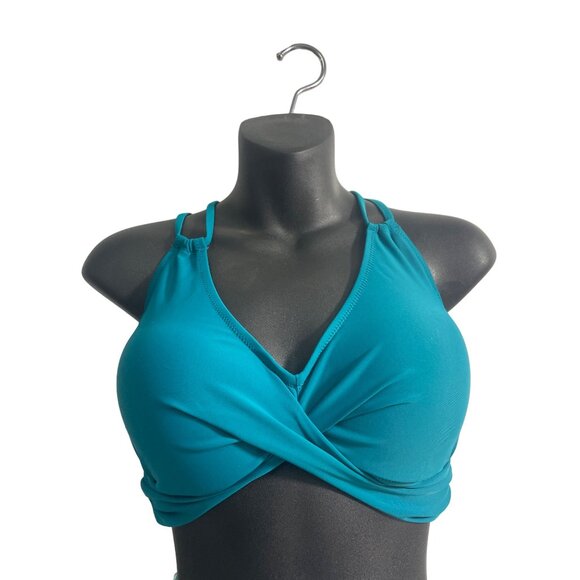 Cupshe Teal & Tropical Leaf Print High Waisted Bikini Set Sz L - New - Picture 3 of 11